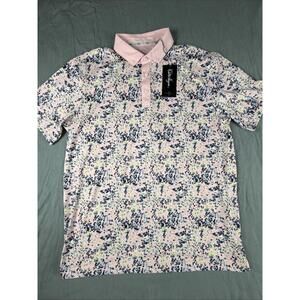 Walter Hagen Performance 11 Garden Party Print Sweet Pink Polo Golf Men's L NWT